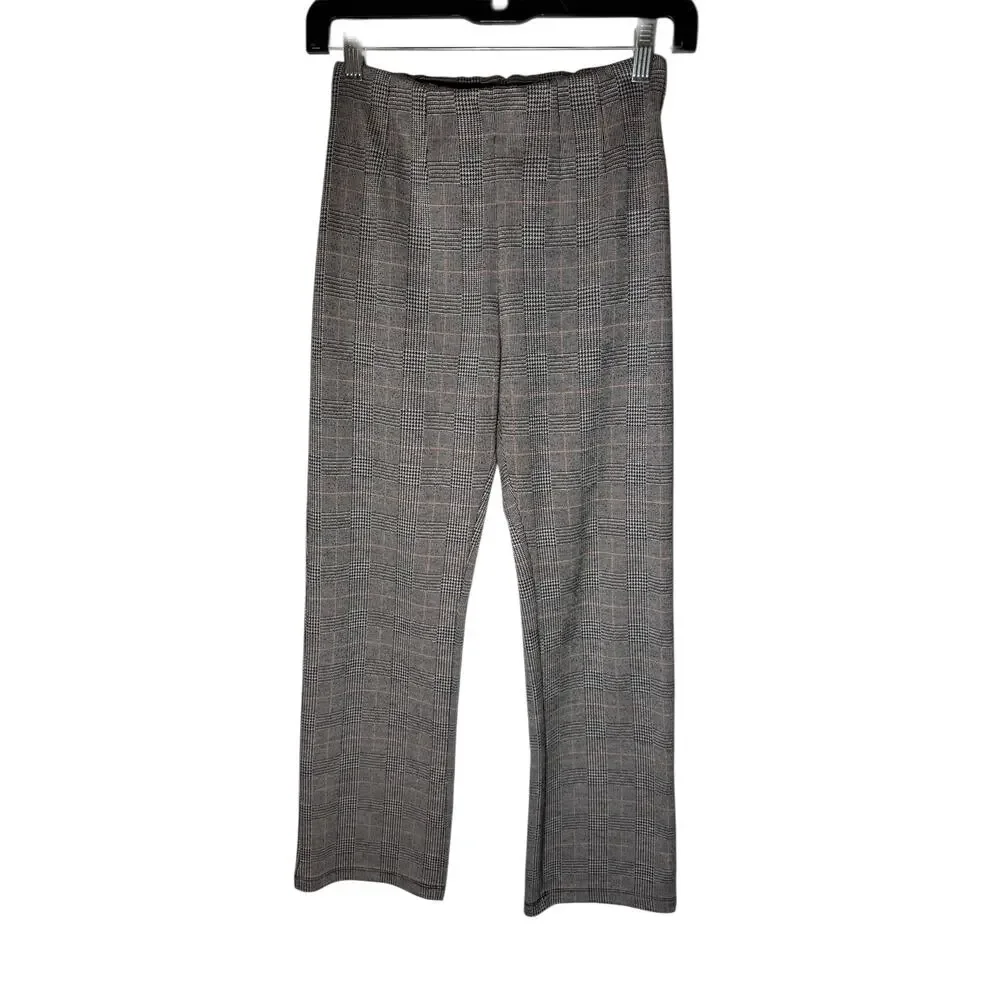 Free People Plaid Pull On Pants Womens 0 Stretch Career Straight Leg